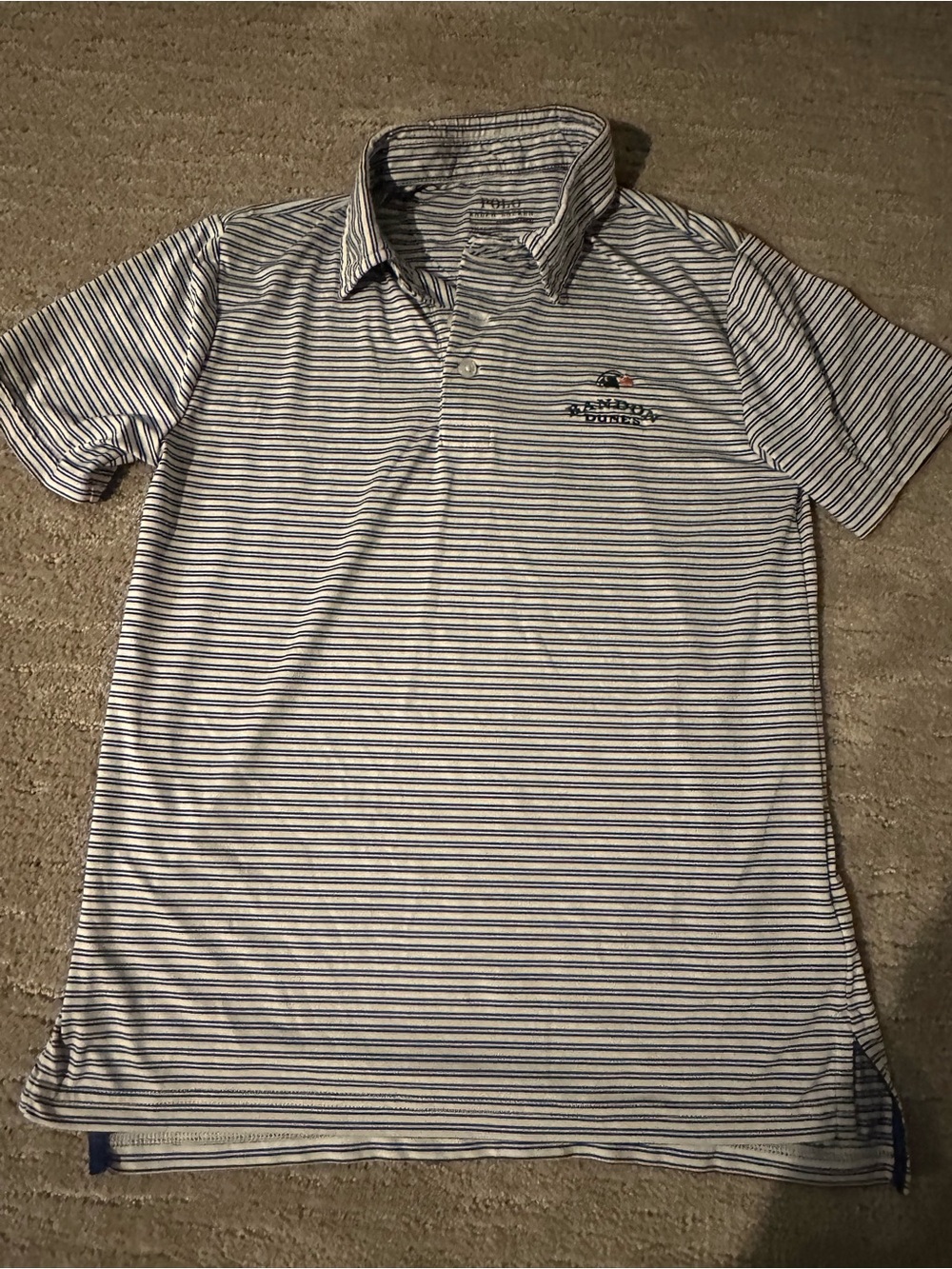 Polo by Ralph Lauren White & Navy Striped Kids Golf Polo